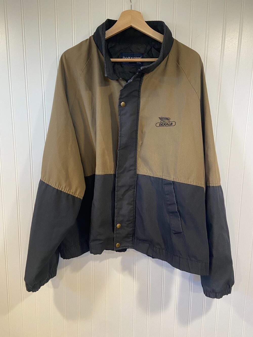Swingster Jacket Size XXL Dekalb Seeds Button Up Jacket Gray, Tan USA Made